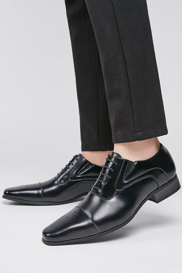 Negro Zapatos formales de cuero con cordones para hombre